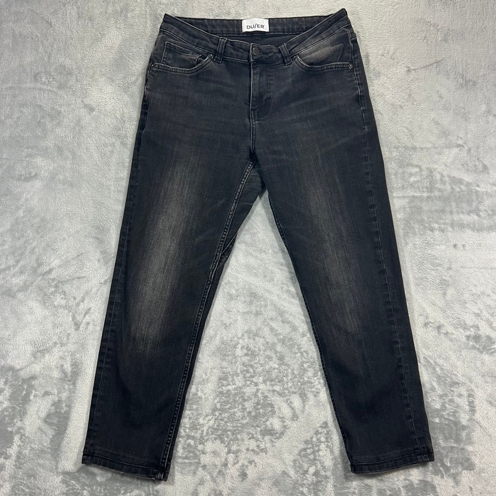 DU/ER Performance Denim Girlfriend Jeans Womens 28 Black Stretch Denim 25 Inseam
